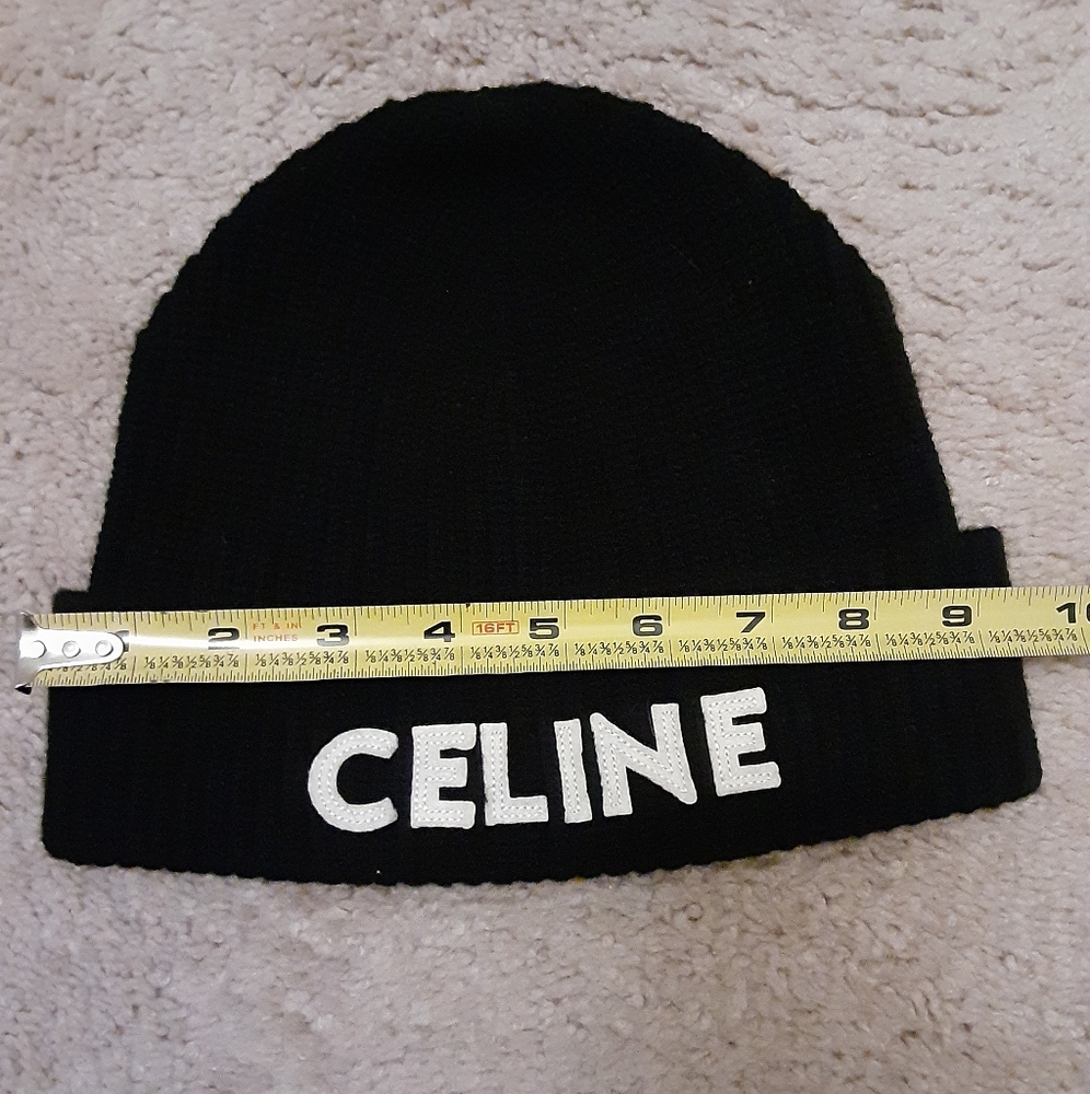 Celine Black Beanie with White Logo